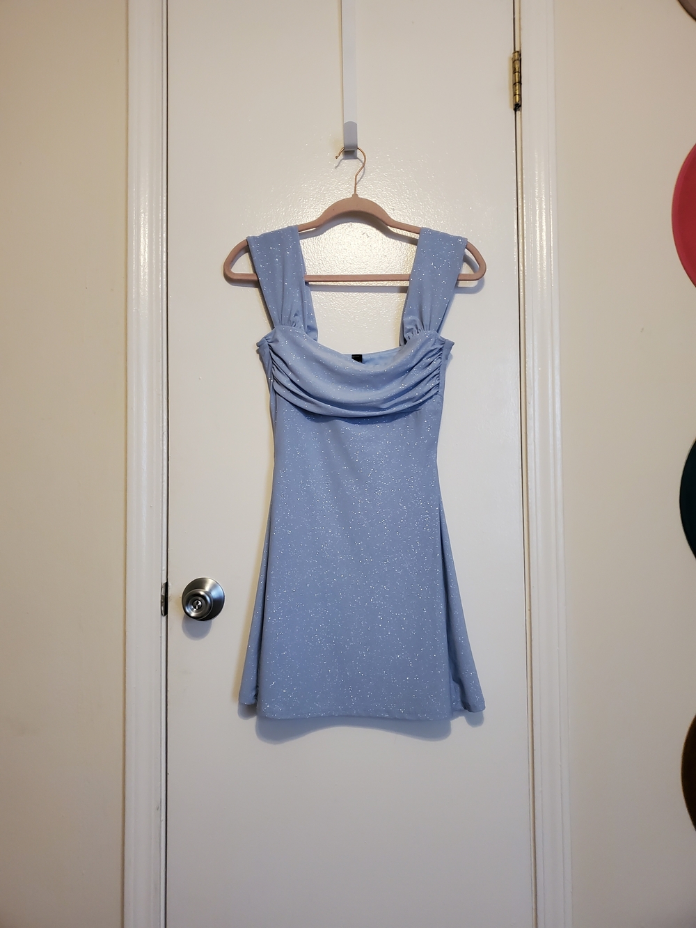 Windsor Light Blue Glitter Mini Dress